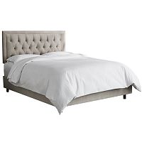 кровать двуспальная 160х200 серая с каретной стяжкой alix light gray в Мурманске