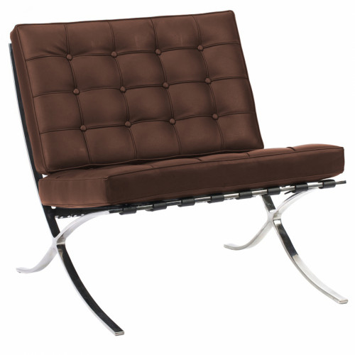 кресло barcelona chair экокожа коричневое в Мурманске