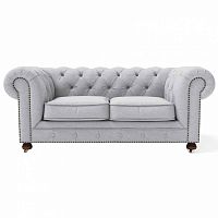 диван chesterfield lux двухместный прямой светло-серый в Мурманске